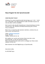 Neue Regeln für die Sprechstunde. Bitte beachten Sie die 3G-Regel.